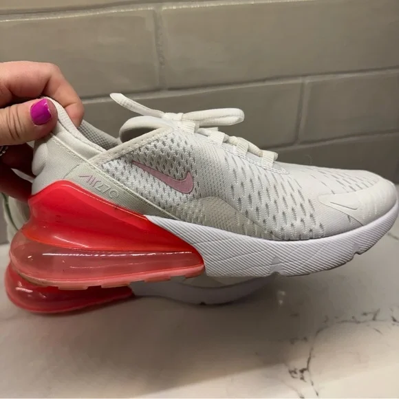 Nike Air Max 270 White Pink Coral Women’s 7.5 / 6Y Sneakers Running Shoes - Picture 11 of 16